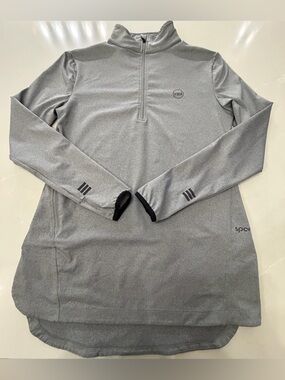 Veil Spark Women's Gray 1/4 Zip Long Sleeve Pullover Tunic  Activewear Top M
